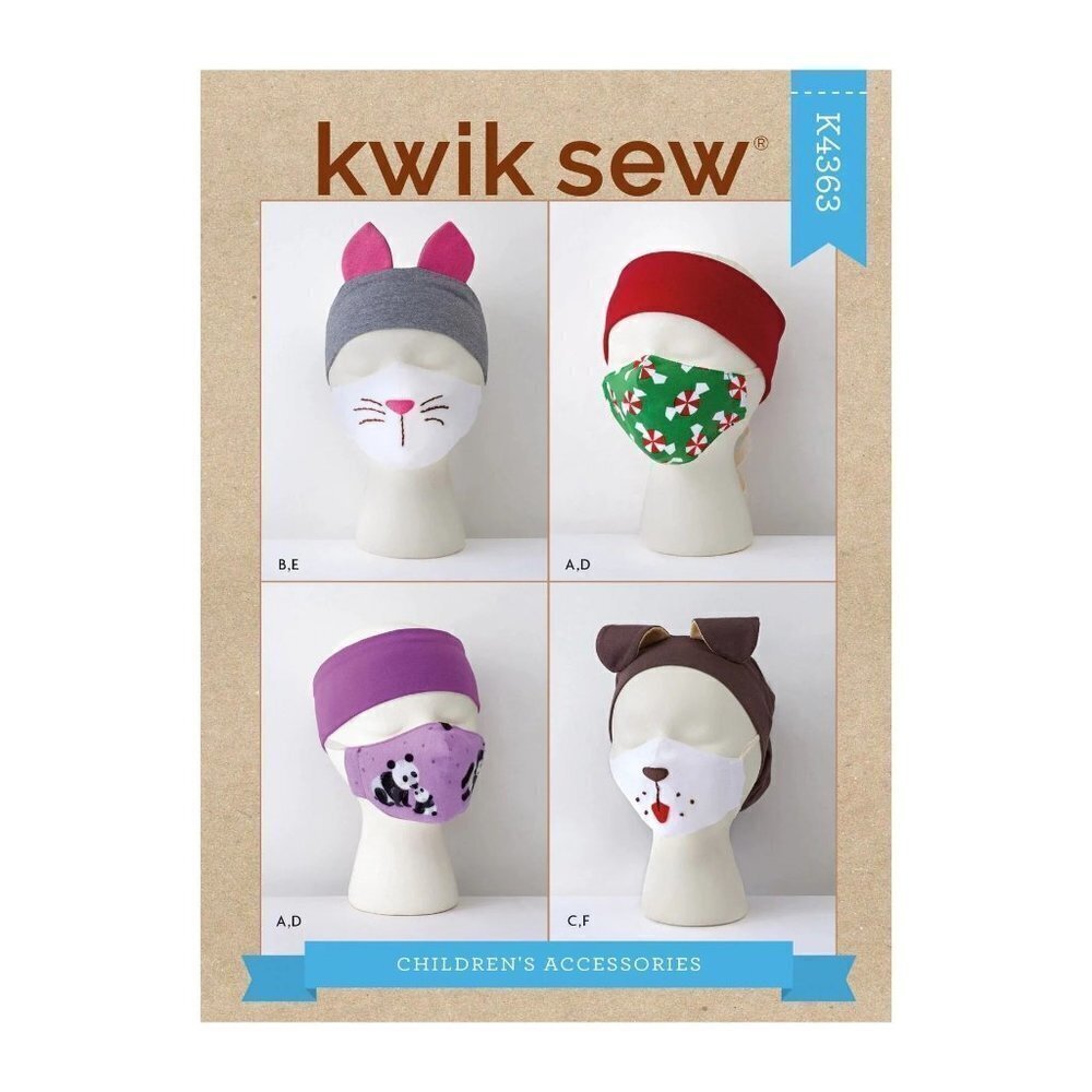Kwik Sew Sewing Pattern 4363 10822 Headbands Hat Face Covers Child